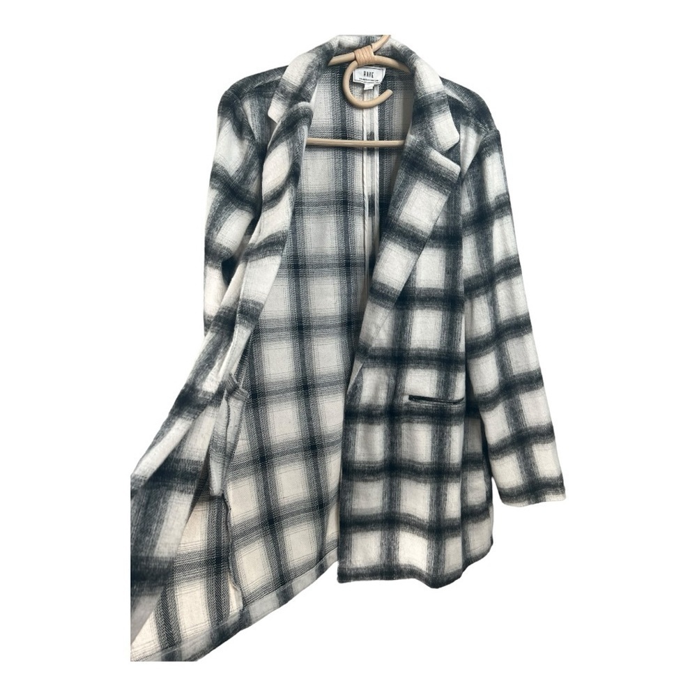 Boutique LA Checkered Black White Long Blazer Jacket Size Large Super Soft ! BTC - Picture 6 of 12
